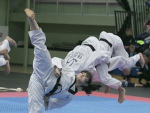 Taekwondo demonstratsioonesinemisied Kalevi spordihallis.
Foto: Albert Truuväärt